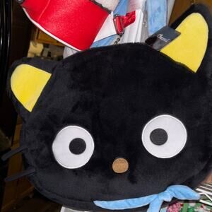 #CC-264 Sanrio Large Velvet plush Chococat tote with blue straps